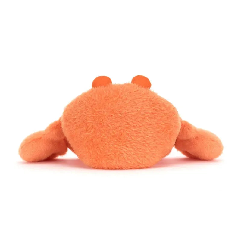 Jellycat Pinchsnap Crab back view — orange plush crab showing textured bumpy shell, multiple soft legs and raised claw detail