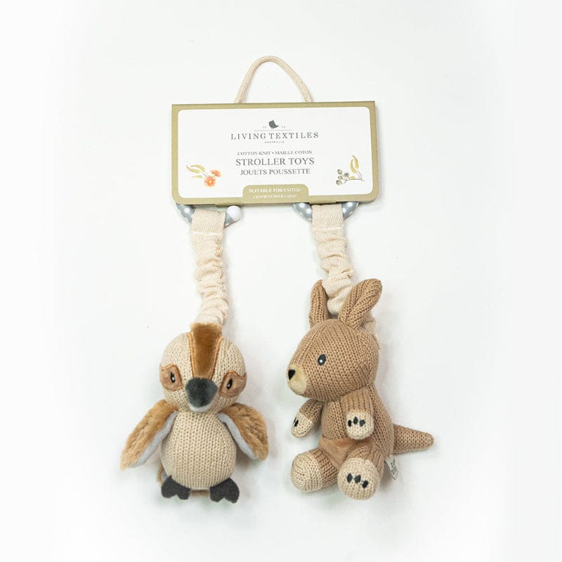 Living Textiles Baby Living Textiles 2-Pack Stroller Toys - Kangaroo & Kookaburra with label