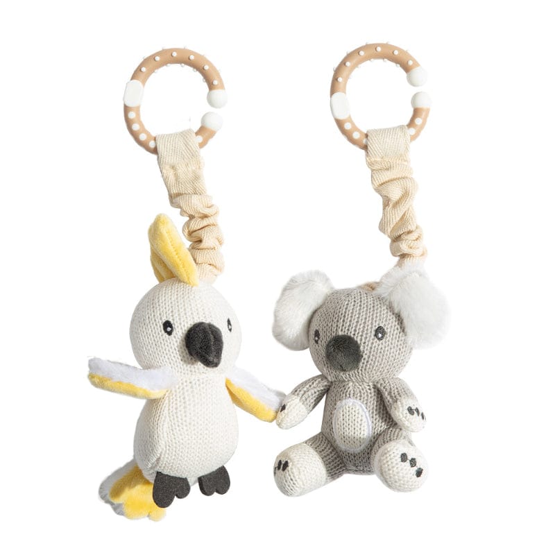 Living Textiles Baby Living Textiles 2-Pack Stroller Toys - Koala & Cockatoo - NEW