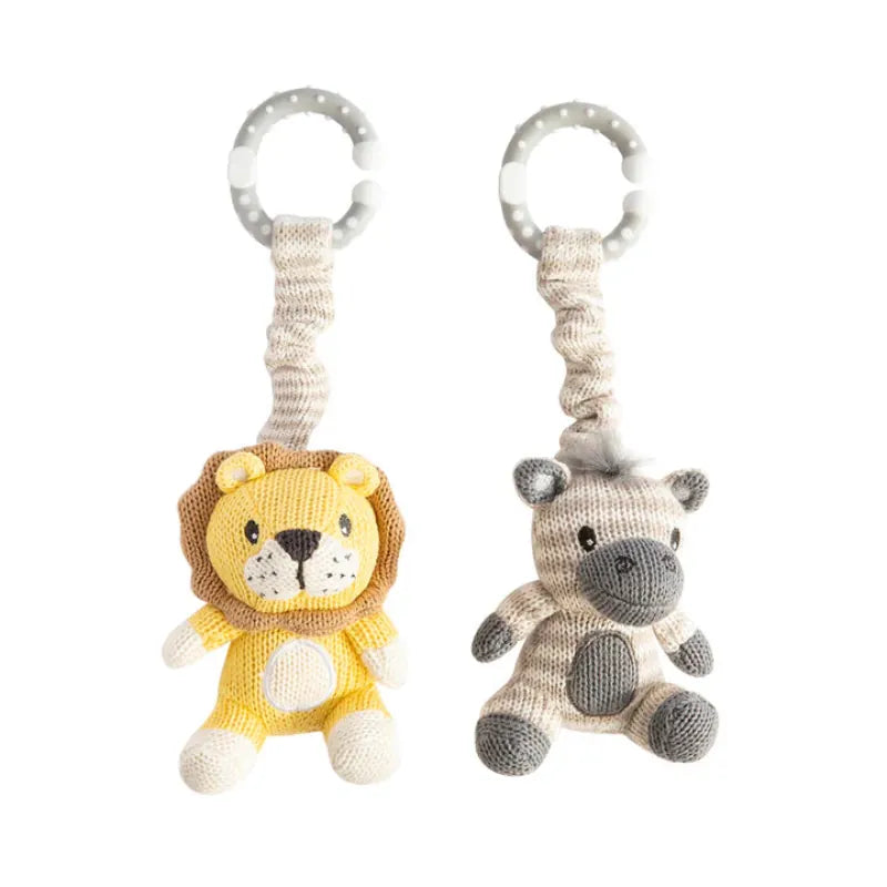 Living Textiles Baby Living Textiles 2-Pack Stroller Toys - Zebra & Lion - NEW