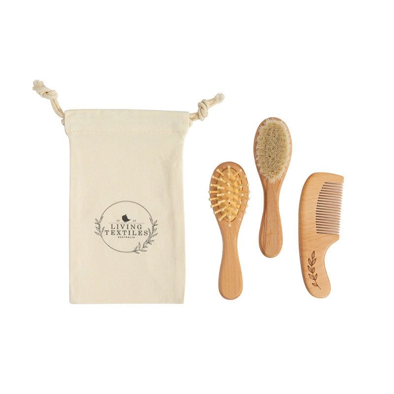 Living Textiles Baby Living Textiles Baby Bruch Set - brush, comb and oft brush with bag