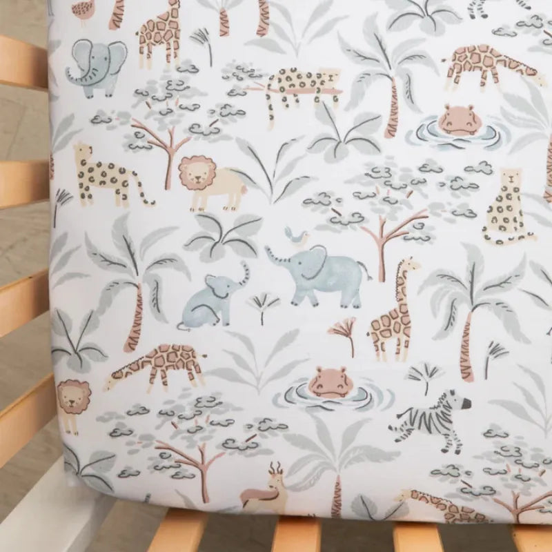 Living Textiles Baby Living Textiles Organic Cot Fitted Sheet - Wild Safari NEW