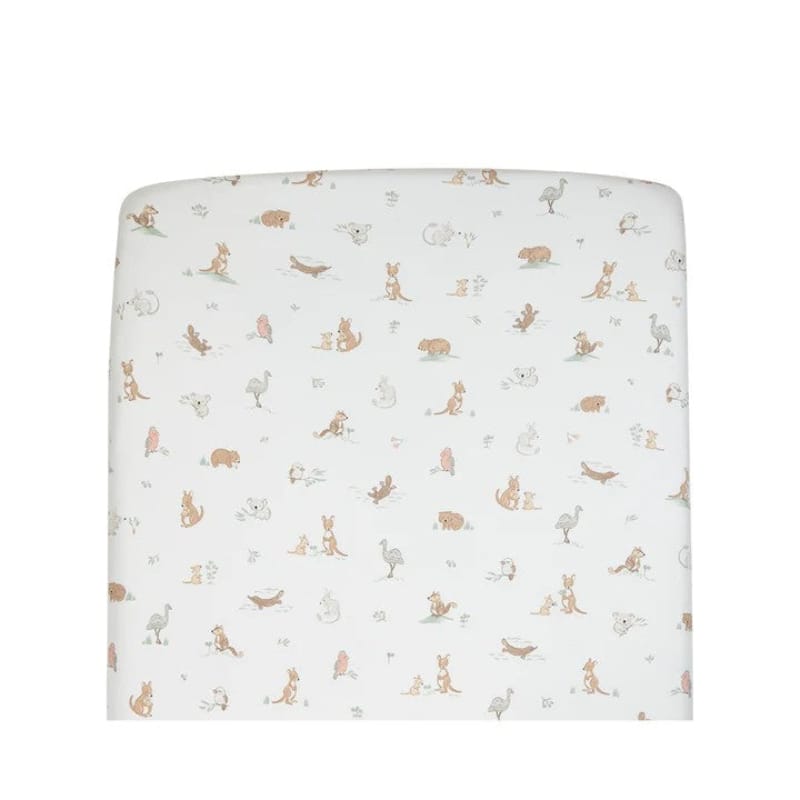 Living Textiles Baby Living Textiles Organic Port-a-Cot Fitted Sheet - Australiana