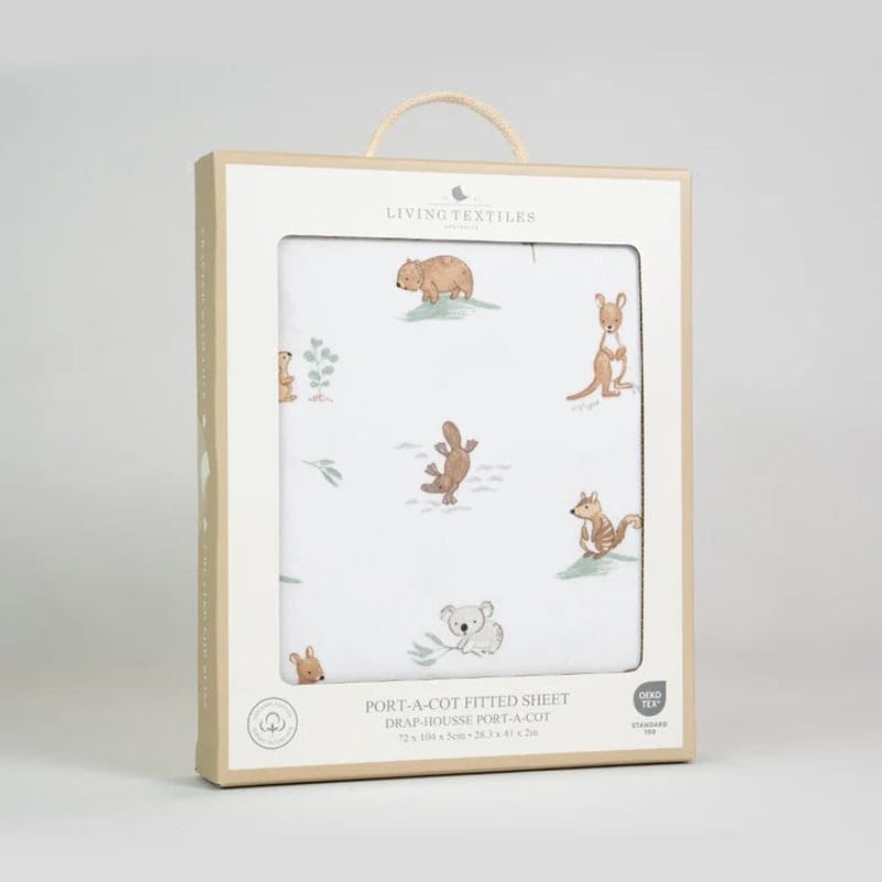 Living Textiles Baby Living Textiles Organic Port-a-Cot Fitted Sheet - Australiana