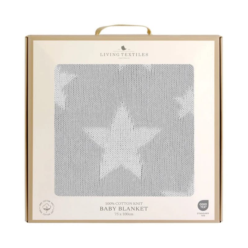Living Textiles Baby Living Textiles Pram Knitted Blanket - Stars/Grey
