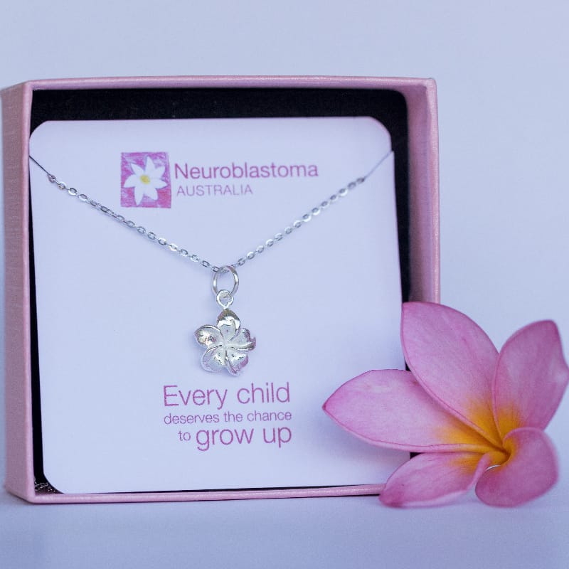 Neuroblastoma Australia Sterling Silver Frangipani Necklace - NEW