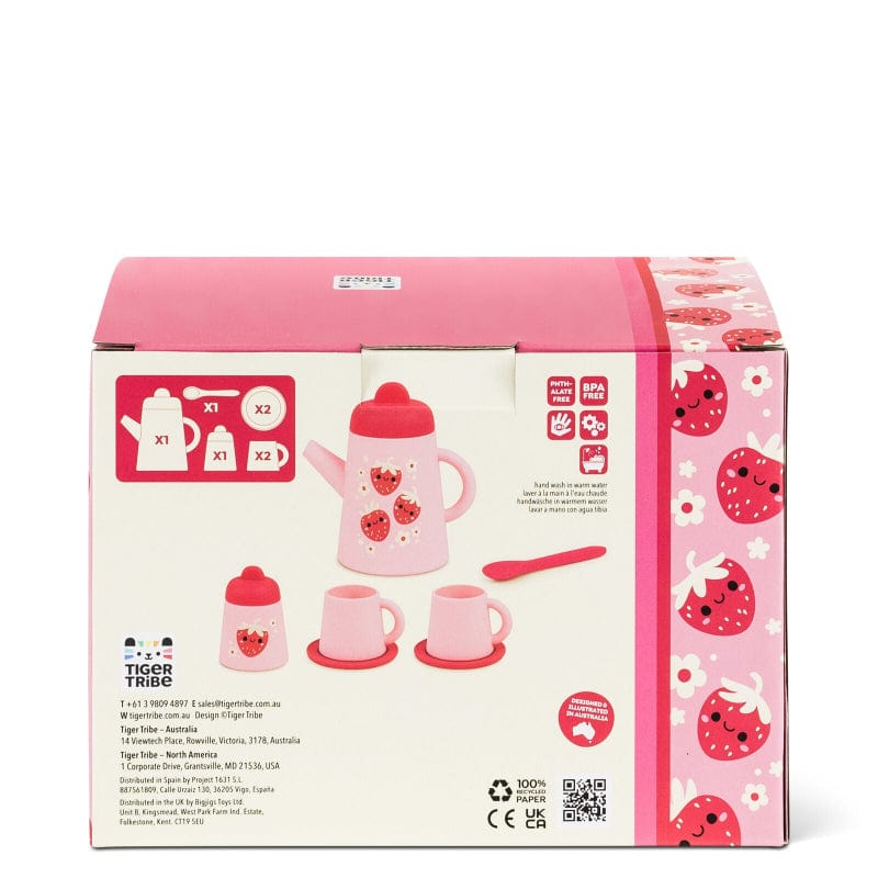 Tiger Tribe pretend play Tiger Tribe Silicone Tea Set - Strawberry Patch (ages 12 months+)