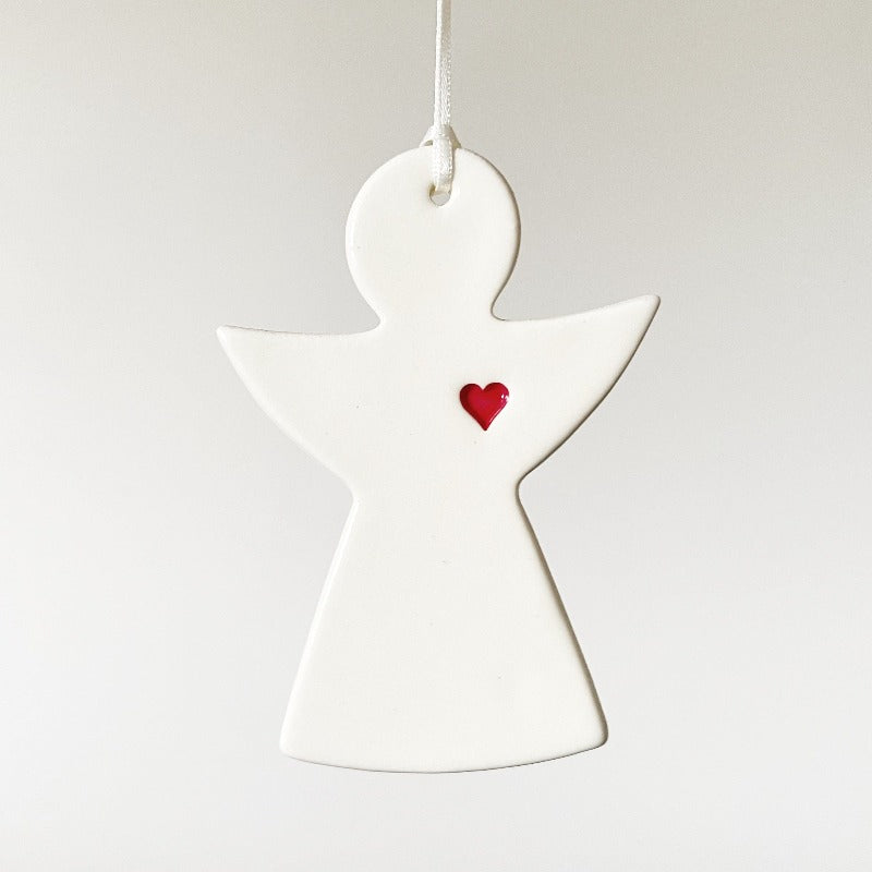 Handmade Ceramic Christmas Ornaments - Angel + Love Star (set of 2)
