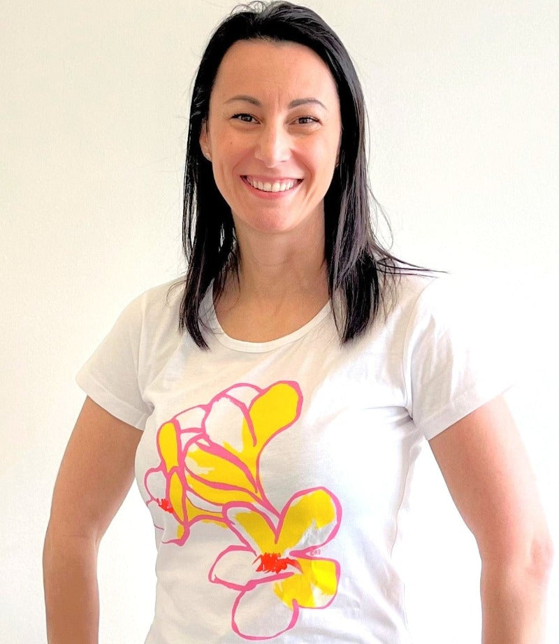 Run2Cure Neuroblastoma Frangipani Ladies T-Shirt - NEW