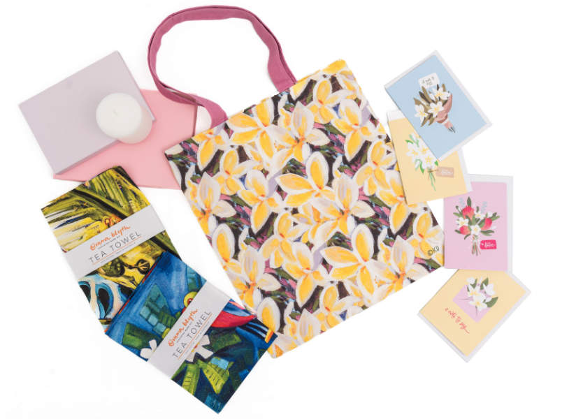 Neuroblastoma Australia exclusive merchandise bags and tea towels.