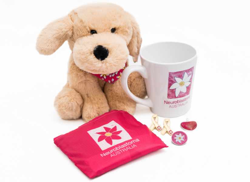 Neuroblastoma Australia Merchandise mug and dog soft toy