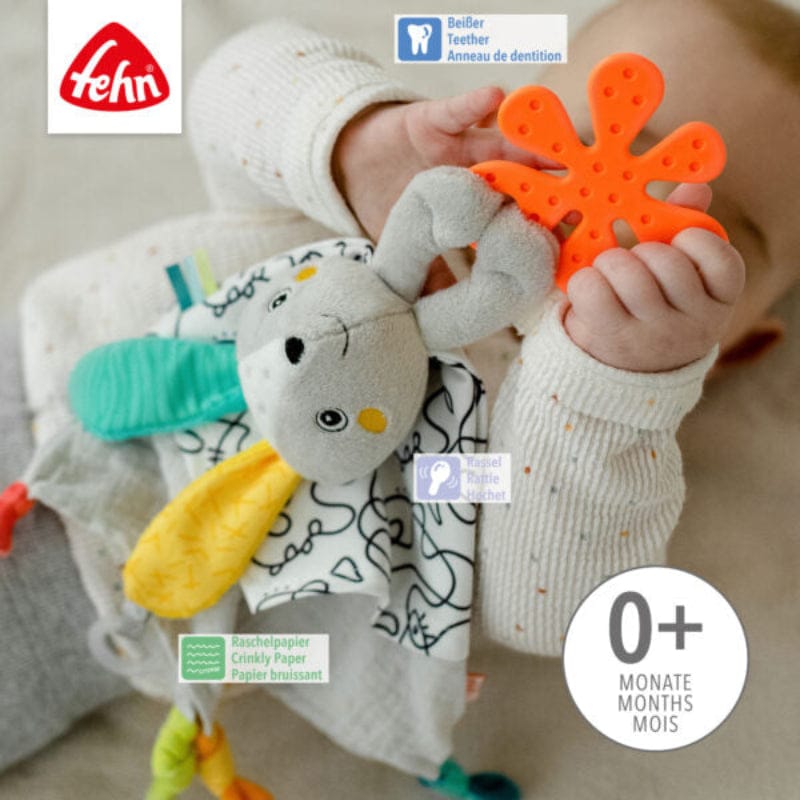 Fehn Stuffed Animals Fehn Baby Comforter Hare - Multi-Sensory Plush Toy & Sleep Soother - NEW