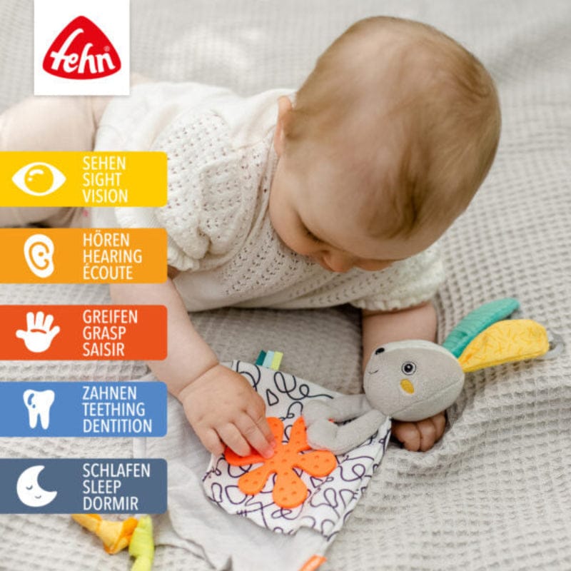 Fehn Stuffed Animals Fehn Baby Comforter Hare - Multi-Sensory Plush Toy & Sleep Soother - NEW