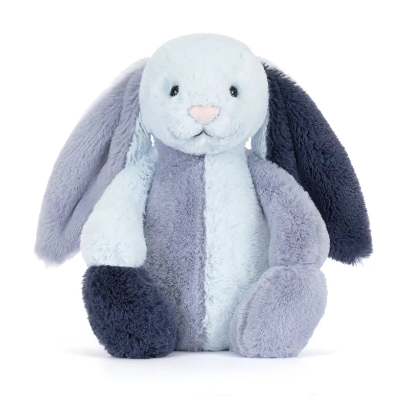 Jellycat Puddlesea Bunny soft plush toy – multi shade of blue bunny with floppy ears