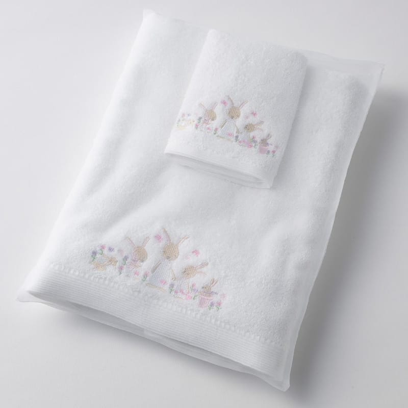 Jiggle & Giggle Baby Jiggle & Giggle Bunny Garden Bath Towel & Face Washer in Organza Bag