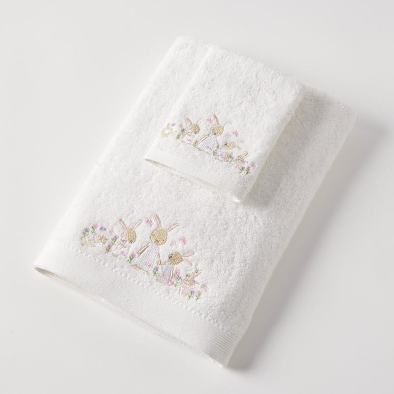 Jiggle & Giggle Baby Jiggle & Giggle Bunny Garden Bath Towel & Face Washer in Organza Bag