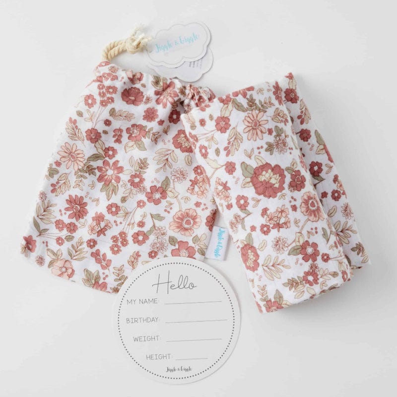 Jiggle &amp; Giggle Juliet Muslin Wrap &amp; Arrival Card