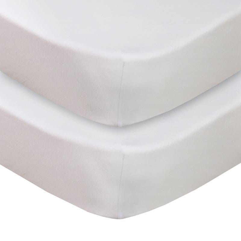 Living Textiles Baby Living Textiles 2 Pack Jersey Cot Fitted Sheet - White - NEW