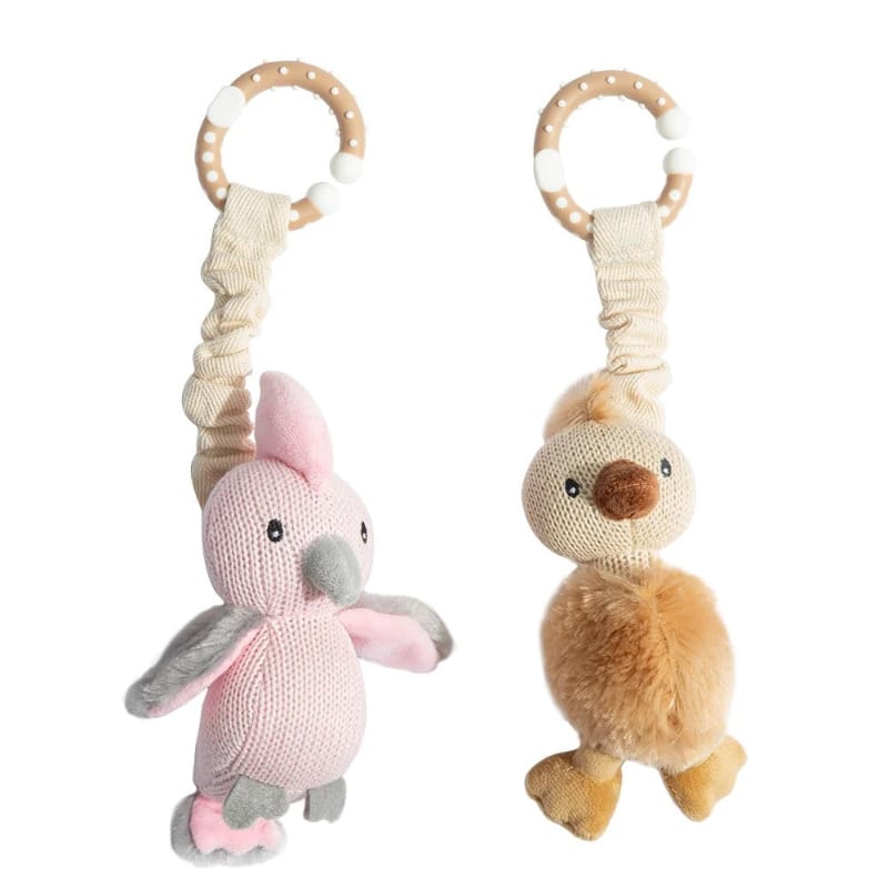 Living Textiles Baby Living Textiles 2 Pack Stroller Toys - Galah & Emu