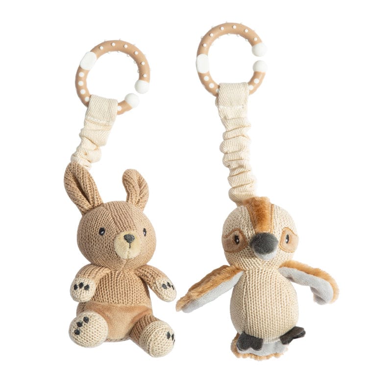 Living Textiles Baby Living Textiles 2-Pack Stroller Toys - Kangaroo & Kookaburra 