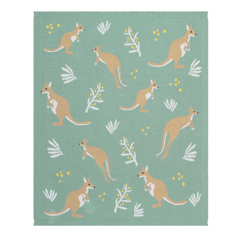 Living Textiles Baby Living Textiles Australiana Baby Blanket - Kangaroo/Green - NEW