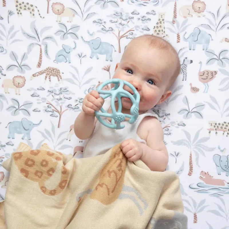 Living Textiles Baby Living Textiles Organic Cot Fitted Sheet - Wild Safari NEW