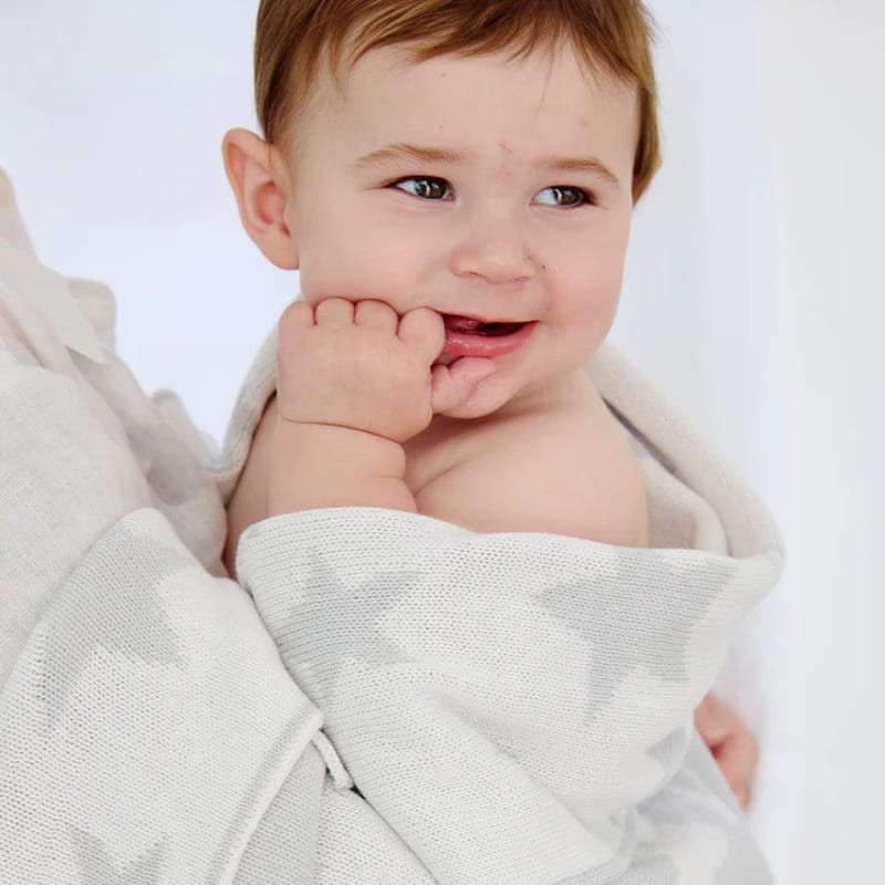 Living Textiles Baby Living Textiles Pram Knitted Blanket - Stars/Grey