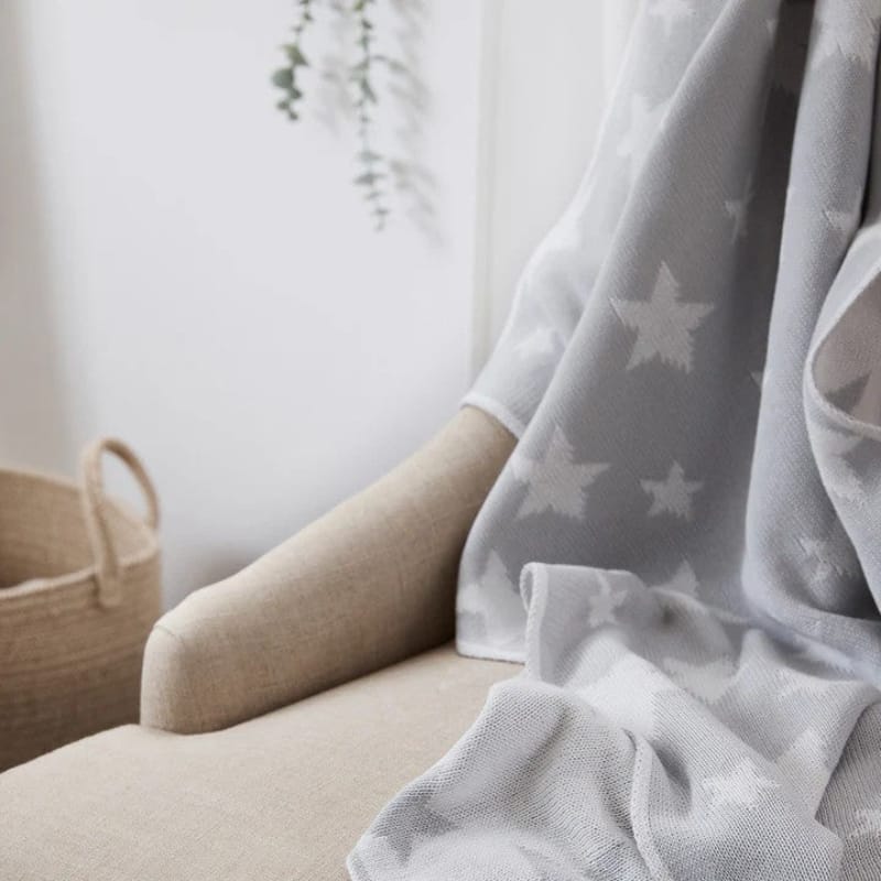 Living Textiles Baby Living Textiles Pram Knitted Blanket - Stars/Grey