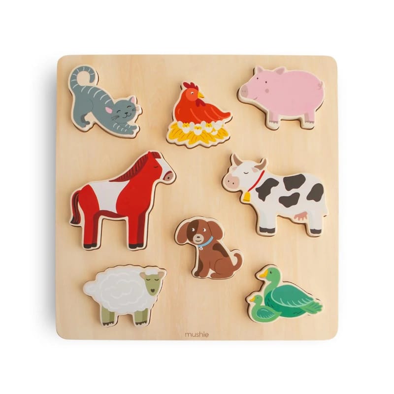 Mushie baby & toddler toys Mushie Wooden Puzzle - Farm