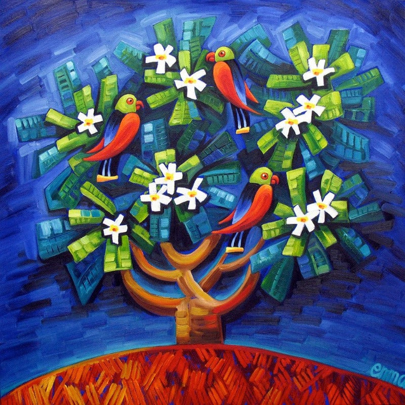 Neuroblastoma Australia Red Wings in Frangipani Tea Towel designed by Emma Blyth - NEW