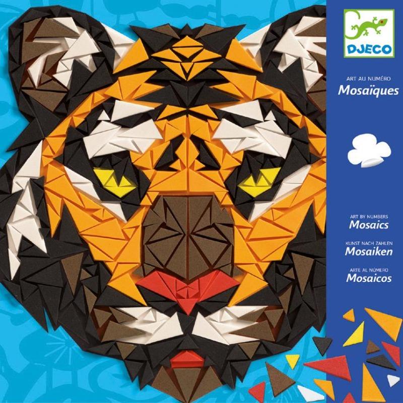 DJECO Khan Mosaic Kit (ages 8+) box display image of a tiger make of origami