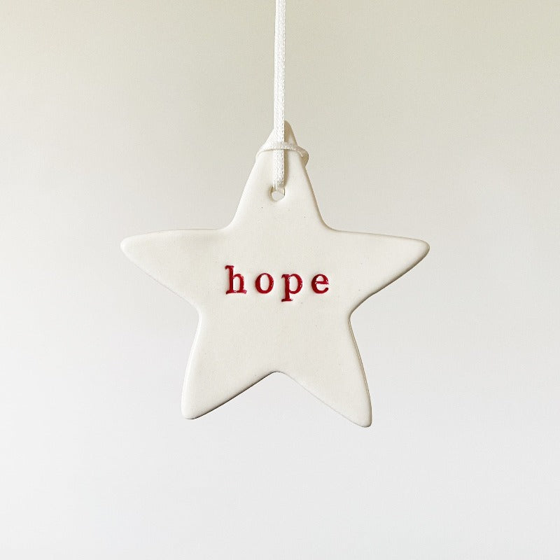 Neuroblastoma Handmade Ceramic Christmas Ornaments - Wish + Hope Stars (set of 2)